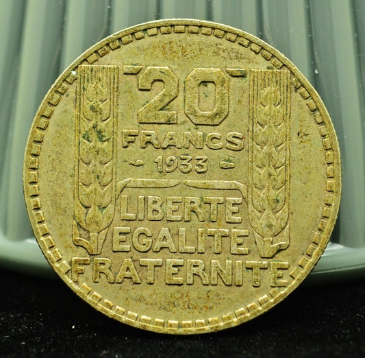 1933 France 20 Francs Circulated 68% Silver