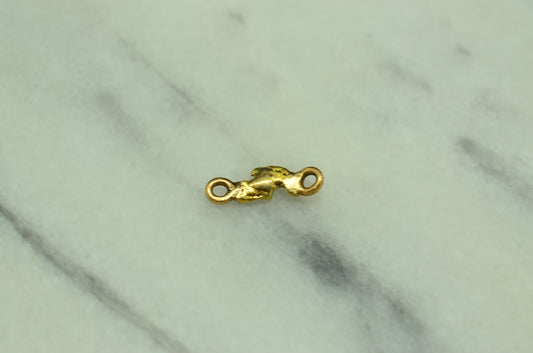 20K Yellow Gold natural gold nugget w/ jump rings 0.4 grams 13mm X 4mm X 2mm