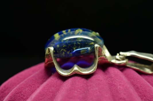 925 Sterling Silver oval dichroic glass pendant charm