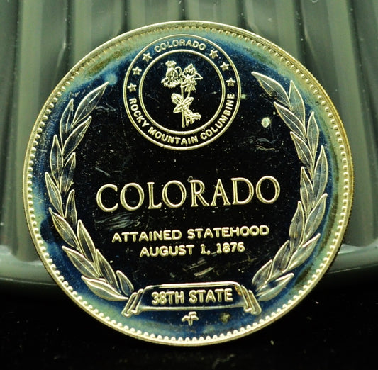 925 Silver Franklin Mint Art Round State of Colorado
