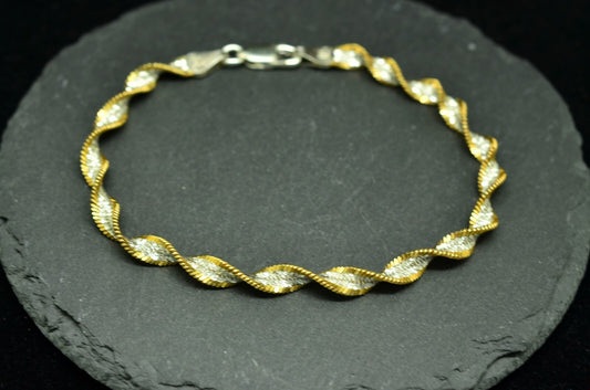 7.5" 925 Sterling Silver Twisted Chain Bracelet 4.3mm 4.9g
