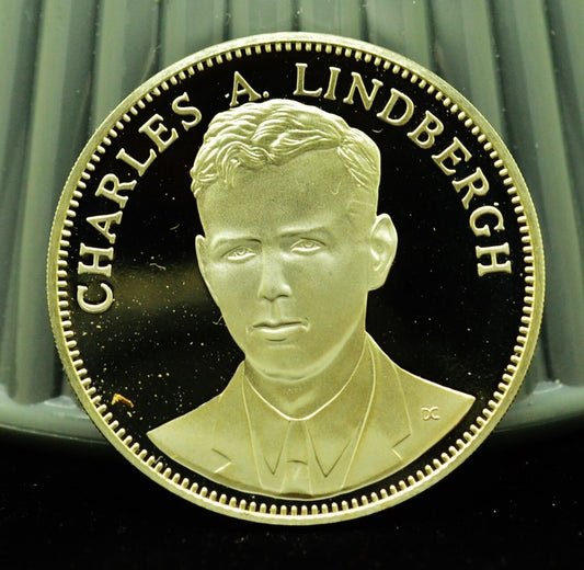 925 Silver Franklin Mint Art Round Valley Forge Charles A Lindbergh