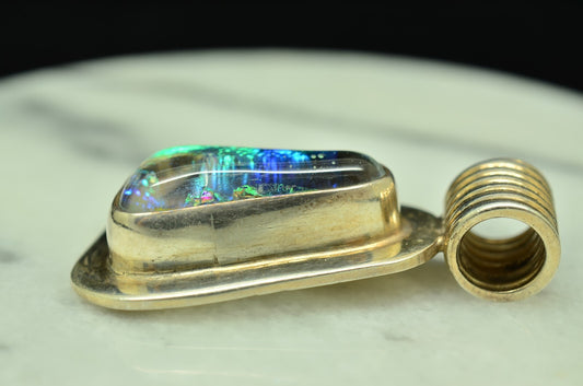 925 Sterling Silver dichroic glass pendant charm