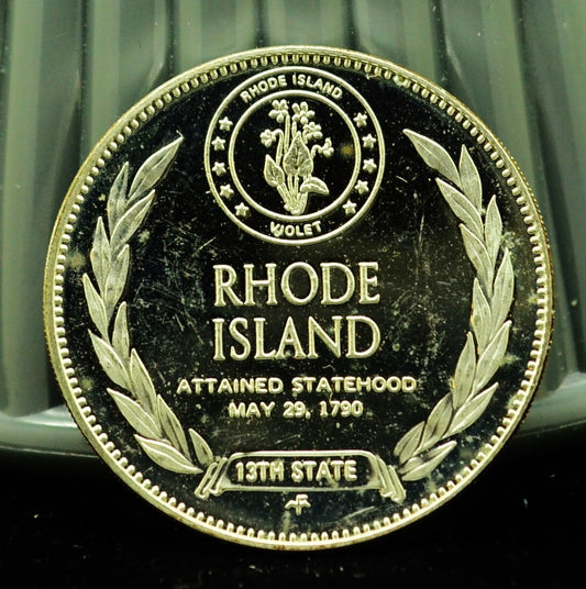 925 Silver Franklin Mint Art Round State of Rhode Island
