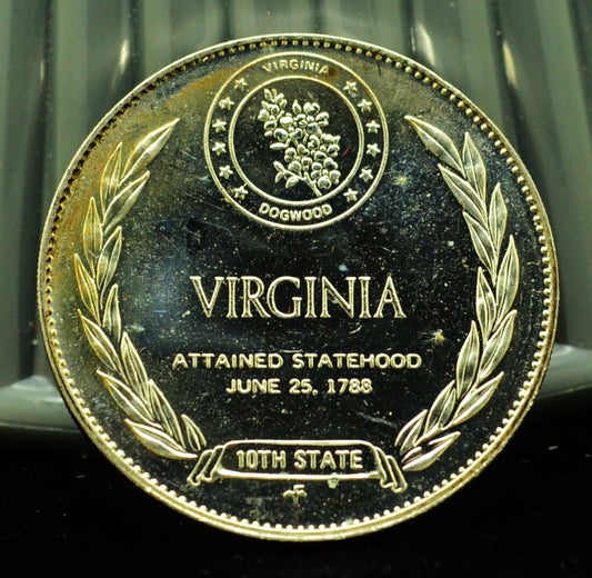 925 Silver Franklin Mint Art Round State of Virginia