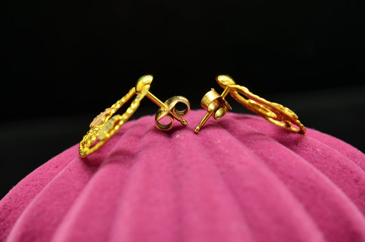 12K Yellow Gold Black Hills Gold Wreath Design Stud Earrings 16mm