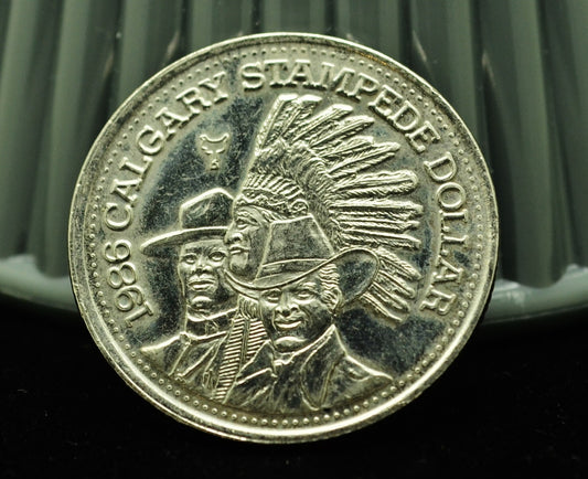 1986 Canada Calgary Stampede $1 Dollar Trade Token BU Nickel Plated Steel 33mm