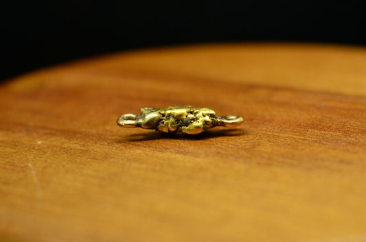 20K Yellow Gold natural gold nugget w/ jump rings 1.2 grams 16mm X 6mm X 3.5mm