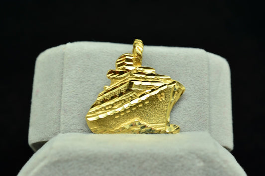 14K Yellow Gold Ocean Liner Cruise Ship Boat Pendant Charm