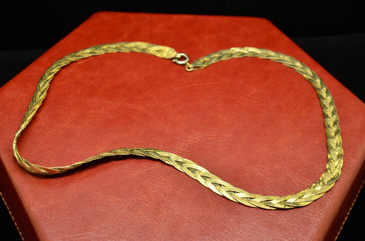 35.5" Gold plated flat braided chain necklace  6.3mm