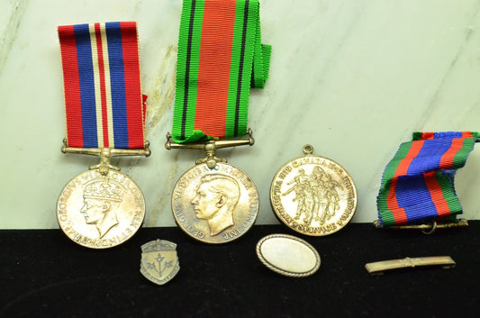 Collection Lot of Various World War II Medals -Silver with Ribbons Pins Bars