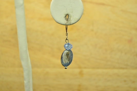 925 Sterling Silver dangling blue beaded fishhook earrings