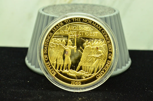 925 Silver Franklin Mint Art Round History Of Mankind Battle Of Hastings