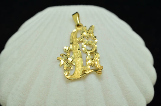 14K Yellow Gold Fancy #1 MOM Pendant Charm
