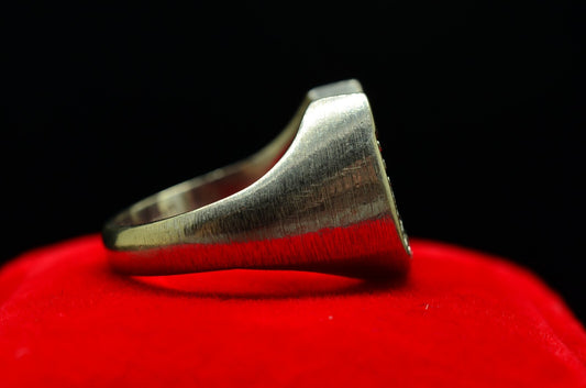 14K White Gold lucky horseshoe design ring band w/ diamonds 0.18 tcw size 7.75