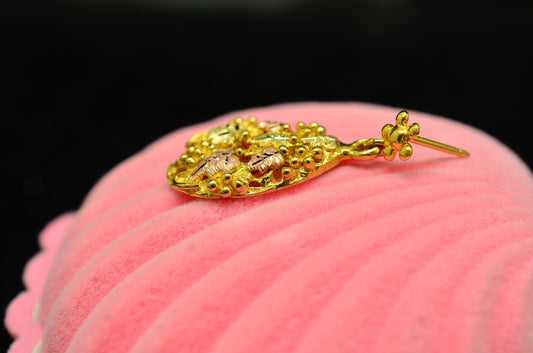 10K Yellow Gold Black Hills Gold Dangling Raindrop Single Stud Earring -just one