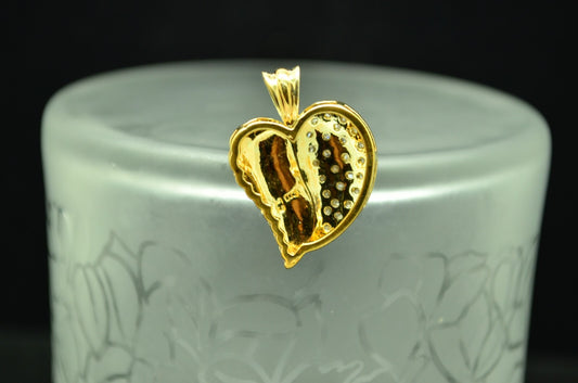 Gold Plated Fancy Heart pendant charm w/ Diamonds 0.25 tcw