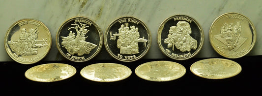 Lot 9 Johnson Matthey Bill Of Rights Art Rounds 1 oz .999 Silver Each
